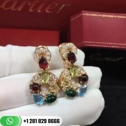 Bulgari Astrale Multi Gemstone Diamond Gold Earrings