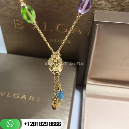 Bulgari Yellow Gold Multi-Gem B.zero1 Mini Drop Necklace