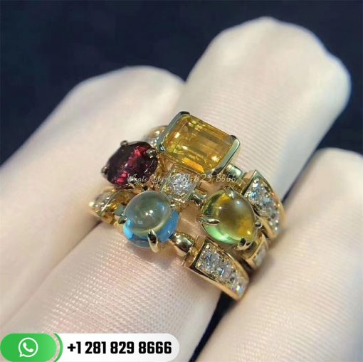 Bvlgari 18k Yellow Gold Multi Gem Allegra Ring AN852171