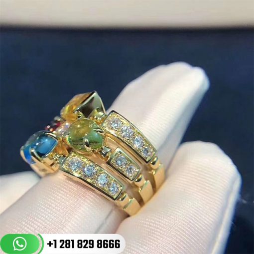 Bvlgari 18k Yellow Gold Multi Gem Allegra Ring AN852171