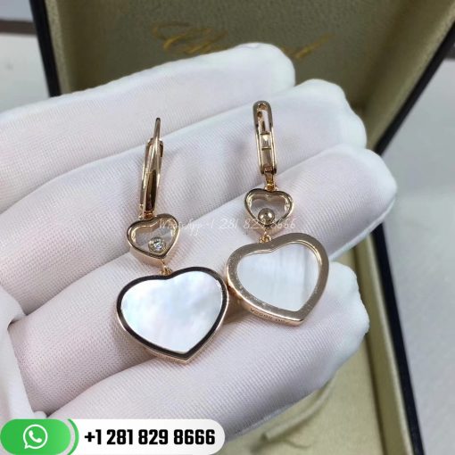 Chopard Happy Hearts Earrings, Ethical Rose Gold, Diamonds, Mother-of-pearl