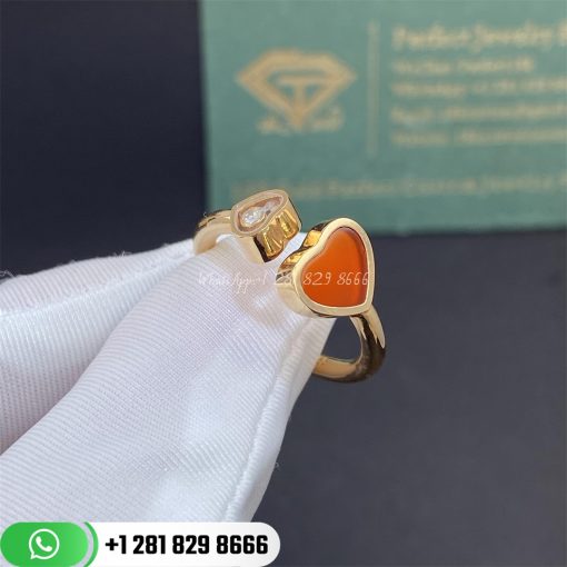 Chopard Happy Hearts Ring Ethical Rose Gold Diamond Red Stone - 829482-5800