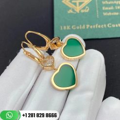 Chopard Happy Hearts Earrings, Ethical Rose Gold, Diamonds, Green Agate 837482-5011
