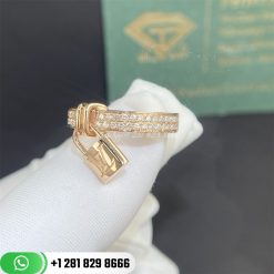 Louis Vuitton Lockit 18k Rose Gold Diamond Pave Dangling Lock Ring