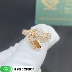 Louis Vuitton Lockit 18k Rose Gold Diamond Pave Dangling Lock Ring