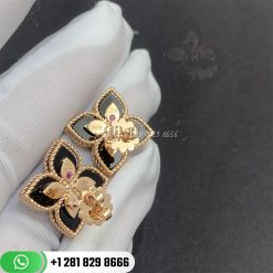 Roberto Coin Princess Flower 18ct Rose Gold and Black Jade Diamond Stud Earrings