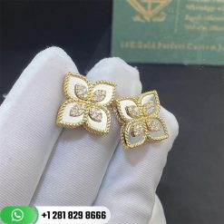 Roberto Coin Princess Flower Diamond Post Earrings in Yellow & White Gold