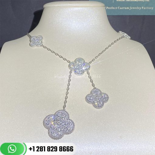 Van Cleef Arpels Magic Alhambra Necklace 6 Motifs White Gold Diamond VCARN9MP00