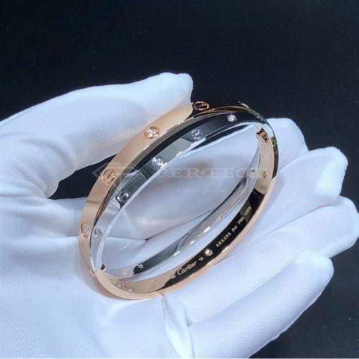 Cartier Love Bracelet, 12 Diamonds Pink Gold, White Gold N6039117
