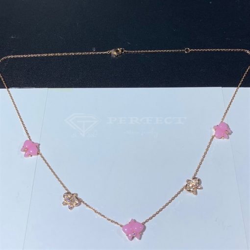 Cartier Caresse d'Orchidées par Cartier Pink Chalcedony 18K Rose Gold Ncklace