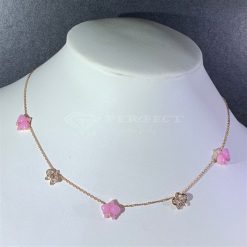 Cartier Caresse d'Orchidées par Cartier Pink Chalcedony 18K Rose Gold Ncklace