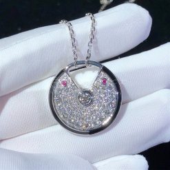 Collar Amulette De Cartier MM Oro Blanco, Diamantes, Rubí N3109600