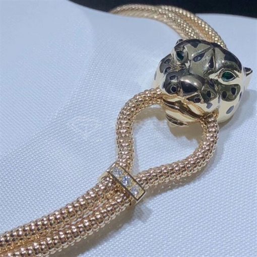 Cartier Yellow Gold Panthere Head Mesh Chain Necklace