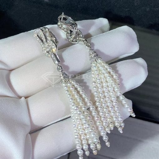 Cartier Agrafe Earrings in White Gold with Freshwater Pearls and Pavéd with Diamonds