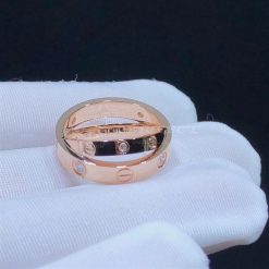 Cartier Love Diamond Pink Sapphire Rose Gold Band Ring