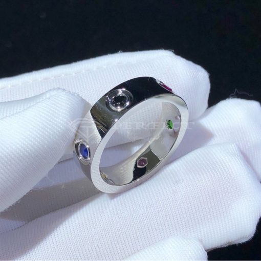 Cartier Love Colored Gemstones and White Gold Band Ring