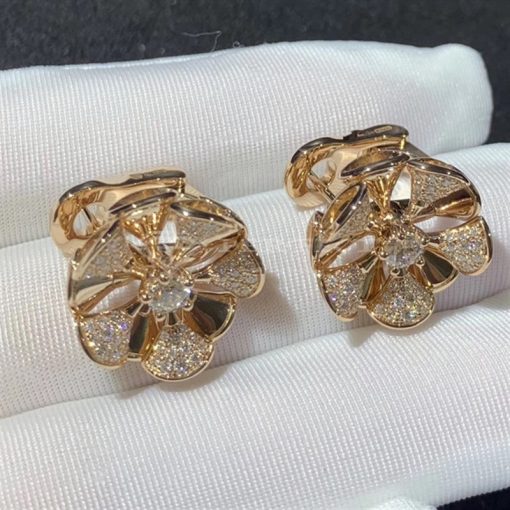 Bvlgari Gold And Diamond Divas Dream Stud Earrings Central And Pave Diamonds (12)