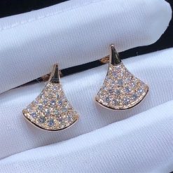 Bvlgari Divas' Dream Pave Diamonds 18k Rose Gold Stud Earrings