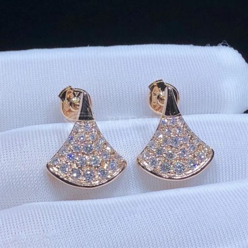 Bvlgari Divas' Dream Pave Diamonds 18k Rose Gold Stud Earrings