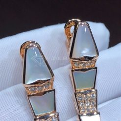 Bvlgari Serpenti 18k Rose Gold Diamond Mother of Pearl Clip-on Earrings