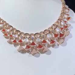 Bvlgari Divas Dream Necklace in Rose Gold with Mother-of-pearl, Carnelian and Diamonds 354092