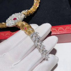 Bulgari Diamond Ruby Gold Serpenti Necklace