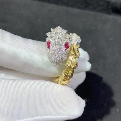 Bulgari Diamond Ruby Gold Serpenti Ring