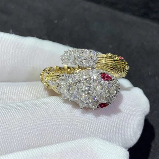 Bulgari Diamond Ruby Gold Serpenti Ring