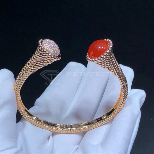 Van Cleef Arpels Perlee Couleurs Bracelet Rose Gold Carnelian Diamond Vcarp27400 (2)