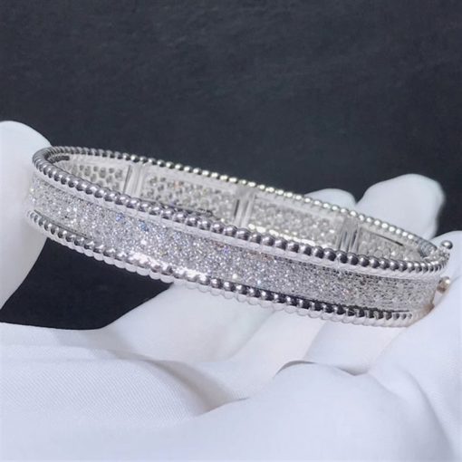 Van Cleef Arpels Perlée Diamonds Bracelet, 3 Rows Diamond White Gold VCARP5E700