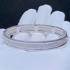 Van Cleef Arpels Perlée Diamonds Bracelet, 3 Rows Diamond White Gold VCARP5E700