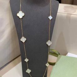 Van Cleef Arpels Magic Alhambra Long Necklace, 11 Motifs Yellow Gold, Mother-of-pearl VCARD79500