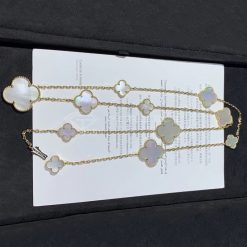 Van Cleef Arpels Magic Alhambra Long Necklace, 11 Motifs Yellow Gold, Mother-of-pearl VCARD79500