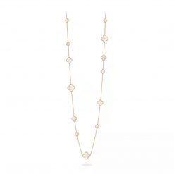 Van Cleef Arpels Magic Alhambra Long Necklace, 16 Motifs Yellow Gold, Mother-of-pearl VCARD79300