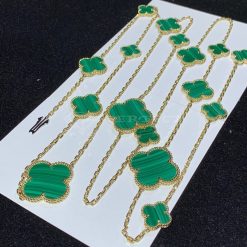 Van Cleef Arpels Magic Alhambra Long Necklace, 16 Motifs Yellow Gold Malachite VCARO2AF00