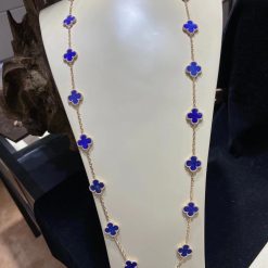 Van Cleef Arpels Vintage Alhambra Long Necklace, 20 Motifs Yellow Gold, Lapis Lazuli VCARP7RN00