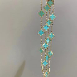 Van Cleef Arpels Vintage Alhambra Long Necklace with 20 Turquoise