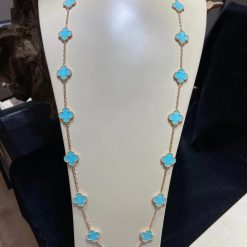 Van Cleef Arpels Vintage Alhambra Long Necklace with 20 Turquoise