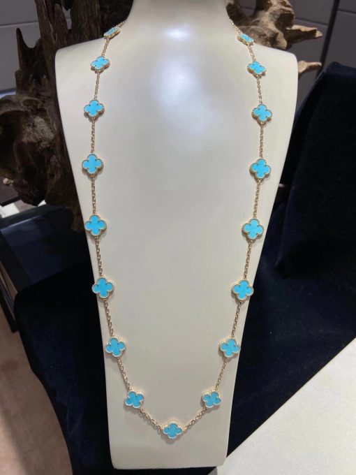 Van Cleef Arpels Vintage Alhambra Long Necklace with 20 Turquoise