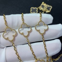 Van Cleef Arpels Vintage Alhambra Rock Crystal 20 Motifs Necklace