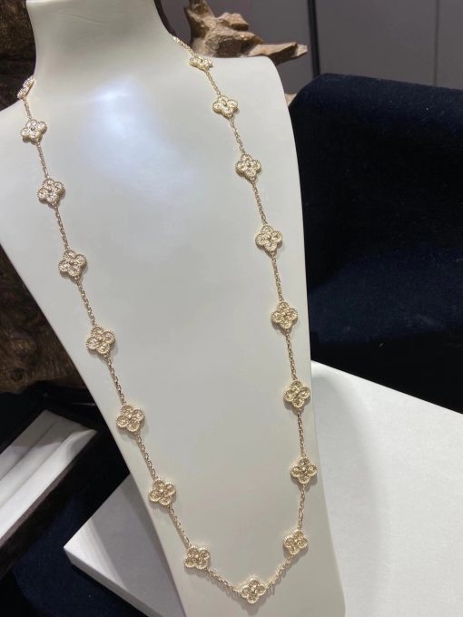 Van Cleef Arpels Vintage Alhambra Long Necklace, 20 Motifs Yellow Gold VCARO1IC00
