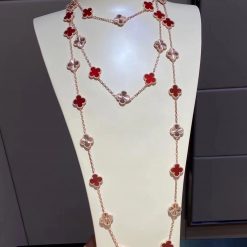 Van Cleef Arpels Vintage Alhambra Long Necklace, 20 Motifs Rose gold, Carnelian VCARP7RO00