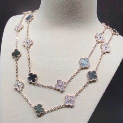 Van Cleef Arpels Vintage Alhambra Long Necklace, 20 Motifs Rose gold, Diamond, Mother-of-pearl VCARP2R000