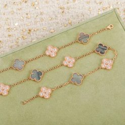 Van Cleef Arpels Vintage Alhambra Long Necklace, 20 Motifs Rose gold, Diamond, Mother-of-pearl VCARP2R000