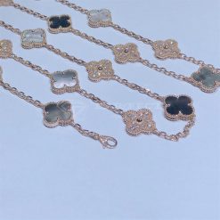 Van Cleef Arpels Vintage Alhambra Long Necklace, 20 Motifs Rose gold, Diamond, Mother-of-pearl VCARP2R000