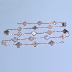 Van Cleef Arpels Vintage Alhambra Long Necklace, 20 Motifs Rose gold, Diamond, Mother-of-pearl VCARP2R000