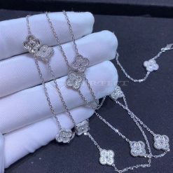 Van Cleef Arpels Sweet Alhambra Long Necklace, 16 Motifs White Gold, Diamond VCARO85A00