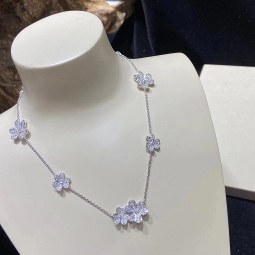 Van Cleef Arpels Frivole Necklace, 9 Flowers White Gold, Diamond VCARN25400