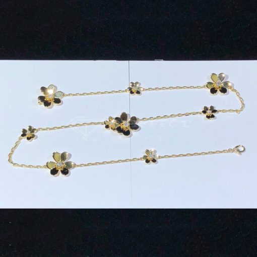 Van Cleef Arpels Frivole Necklace, 9 Flowers Yellow Gold, Diamond VCARD31500