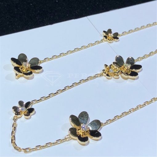 Van Cleef Arpels Frivole Necklace 9 Flowers Yellow Gold Diamond Vcard31500 (13)